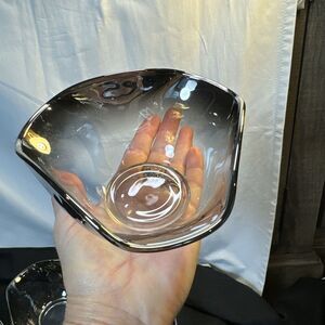 Vintage MCM Silver Fade Glass Bowls (4) Serving Salad Bowl Retro‎ 70's Tableware